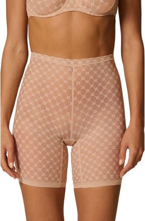 Simone P&eacute;r&egrave;le Plume Uplifting Embroidered Shaping Shorts in Peau Rose at Nordstrom, Size X-Large