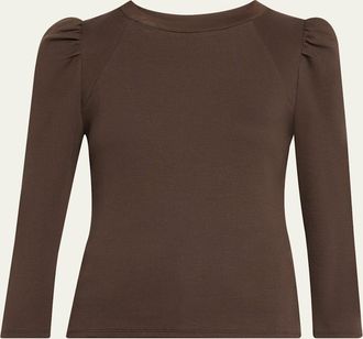 Veronica Beard Delano Puff-Sleeve Top