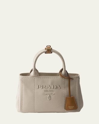 Prada Jardiniere Mini Cotton Canvas Top-Handle Bag