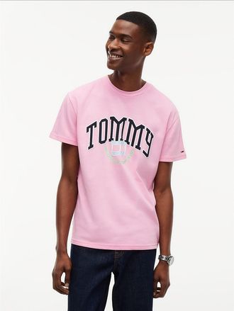 Tommy Hilfiger Mens Tommy Jeans Varsity Logo T-Shirt - Rose Tea - XL