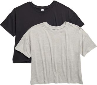 90 Degree by Reflex 2-Pack Deluxe Cropped T-Shirts in Htr.grey/black at Nordstrom Rack, Size X-Small