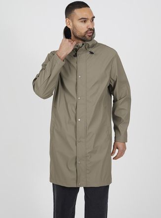 Brave Soul Mens Taupe Rubberised Hooded Parka Style Jacket - Size Medium