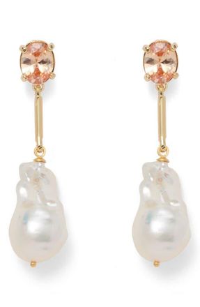 LADY GREY Baroque Pearl Drop Earrings in Gold/Peach/Pearl at Nordstrom