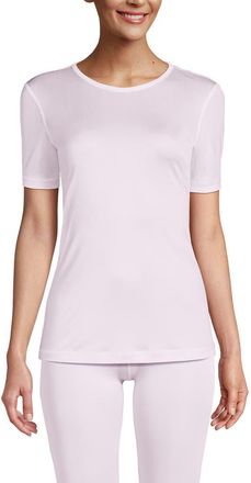 Lands End Womens Silk Interlock Short Sleeve Crewneck Long Underwear Thermal Baselayer Top in Pink Frost at Nordstrom, Size X-Small