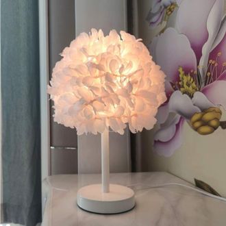 OEM L&aacute;mpara De Noche Moderna Y Elegante De Seda Con Plumas En Forma De Rosa Para Oficina, Mesa, Sala De Estar, Dormitorio O Decoraci&oacute;n De Bodas. -crezuo