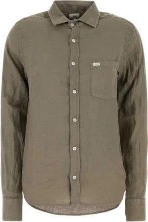 Lois Casual Shirts, male, Green, Size: XS Sage Linen Shirt