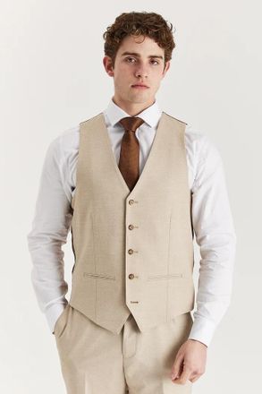PAUL ANDREW Mens Beige Lightweight Summer Wedding Party Waistcoat - Size 50 (Chest)