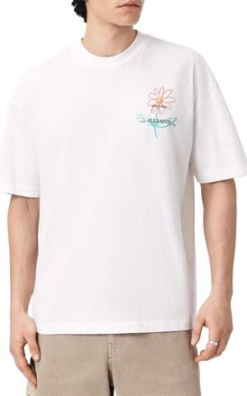 AllSaints Crayo Floral Cotton Graphic T-Shirt in Ashen White at Nordstrom, Size Xx-Large