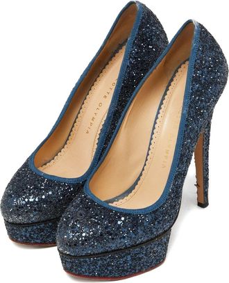 Charlotte Olympia 2024 150mm pre-owned glitter platform pumps - Blue