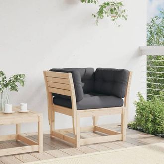 Berkfield Home Garden Sofa Armrest with Cushions Solid Wood Pine in Natural