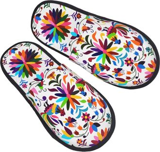 Generic Non-Slip Mens Slipper Mexican Bright Style Mens Slipper Soft Ladies Slippers for Travel Family Hotels L