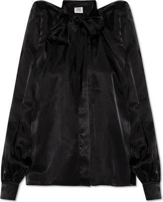 VETEMENTS Shoulder Pad Shirt - Dames - Overhemden - Zwart - S - Satijn - Overhemden