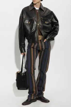 Versace Leather Jacket, Mens, Black