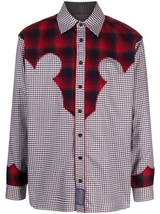 Maison Margiela x Pendleton yoke gingham shirt - men - Wool/Cotton/Viscose - 40 - Brown