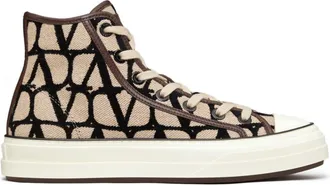 Valentino Garavani Toile Iconographe Totaloop high-top sneakers - women - Rubber/Viscose/Cotton/Lambskin/Goat Skin/Cotton/Polyester/Leather - 41