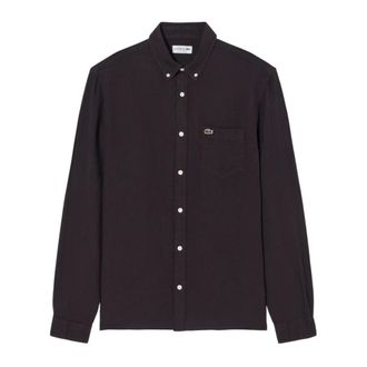 Lacoste Camicia - Heren - Casual Overhemden - Bruin - M - Leer - Overhemden