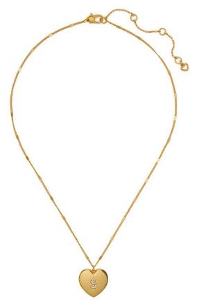 Kate Spade New York crystal initial heart locket necklace in Clear/gold. at Nordstrom