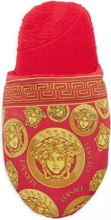 Versace Red Medusa Print Slippers Size S