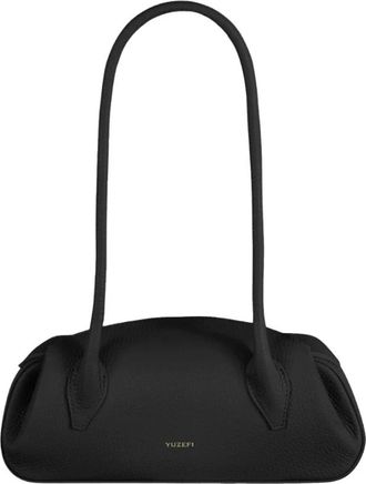 Yuzefi Oyster Mini Schoudertas - Dames - Schoudertassen - Zwart - ONE Size - Leer - Tassen