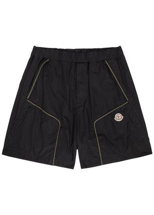 Moncler Logo Contrast-stitch Cotton-poplin Shorts - Black - XL