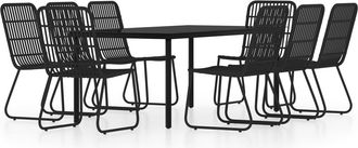 vidaXL Juego De Comedor Para Jard&iacute;n 9 Piezas Negro Vidaxl