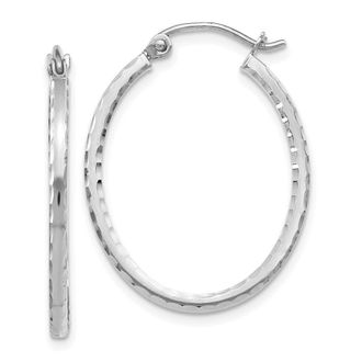 Diamond2Deal 10K White Gold Round Hinged Hoop Earrings