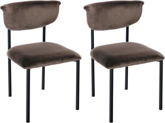 Clp Juego de 2 sillas de comedor Gambell terciopelo Marrón