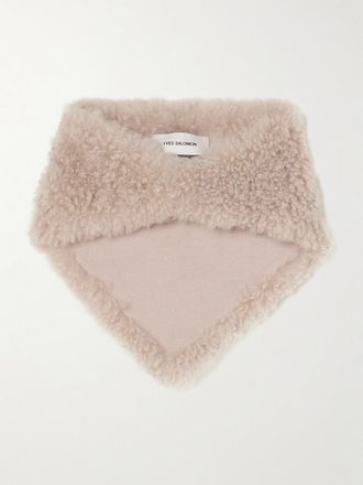 Yves Salomon Sciarpa In Shearling E Lana - Neutri