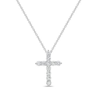 Diana M. Jewels 14kt White Gold 6.00 cts Lab Grown Round Diamond Cross Pendant