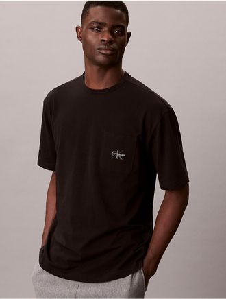 Calvin Klein Mens Icon Cotton Stretch Monologo Sleep Tee - Black - XL