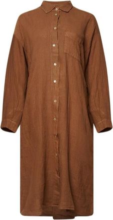 Tiffany & Co. Eisa Overhemdjurk Linnen Nieuw Camel - Dames - Shirt Kleedjes - Bruin - Xs/S - Linnen - Kleedjes