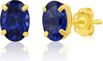 MAX + STONE 14k Yellow or White Gold 7x5mm Oval Stud Earrings with Push Backs