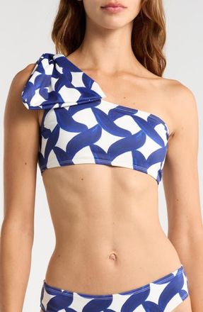Hutch Betsy One-Shoulder Bikini Top in Ivory/blue at Nordstrom, Size Xx-Small