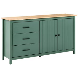 Beliani Aparador Escandinavo Con Estantes Y Cajones De Madera Sala De Estar Verde Leonora