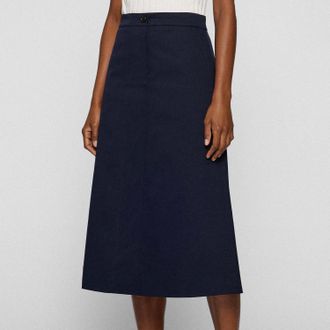 HUGO BOSS Womens Varanja1 Skirt in Blue Cotton - Size 10 UK