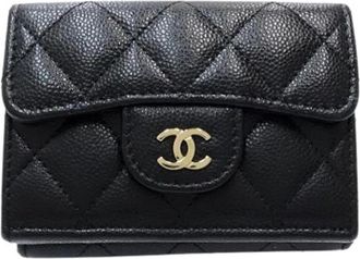 Chanel Pre-owned Tri-fold Portemonnee - Dames - Vintage Accessoires - Zwart - ONE Size - Leer - Vintage