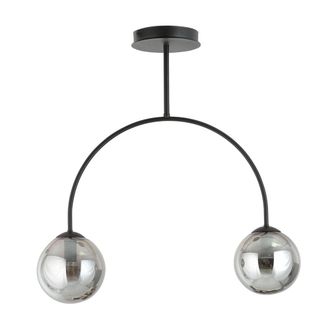 Wonderlamp Plaf&oacute;n de techo con estructura curvada y 2 esferas gris espejo