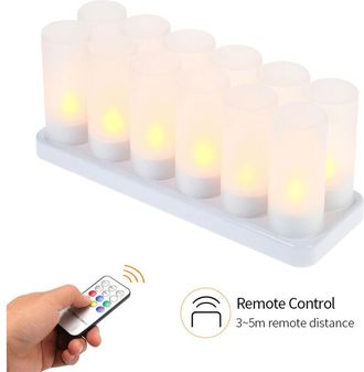 OEM Vela Led Recargable De Colores, Simulaci&oacute;n De Vela De T&eacute; Sin Llama Con Taza Esmerilada, Decoraci&oacute;n Para El Hogar, Navidad, Bodas, Cenas