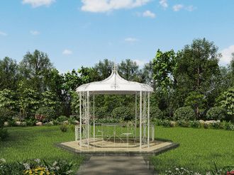 Vente-Unique Chiosco da giardino D300 x H290 cm in Metallo Bianco Stile Ferro battuto - TILCARA