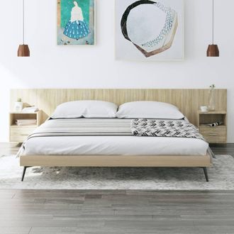 vidaXL Cabecero De Cama Con Mesitas Madera Contrachapada Roble Sonoma Vidaxl