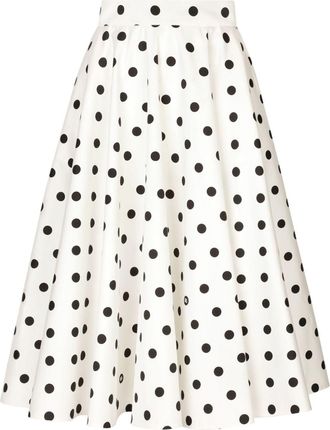 Dolce & Gabbana polka-dot midi skirt - women - Elastane/Cotton - 46 - White