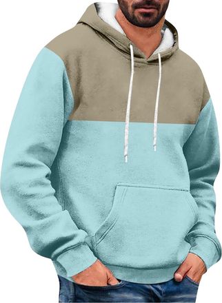 Generic Unisex Mens Classic Patchwork Pullover Hoodies Basic Thick Lined Thermal Workout Sportswear Athletic Sweatshirts Long Sleeve Colorblock Womens Ladies 