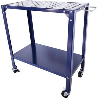 Relaxdays Relaxdays Tavolo saldatura con ruote, piastra forata, HxLxP:91,5x88x46 cm, blu