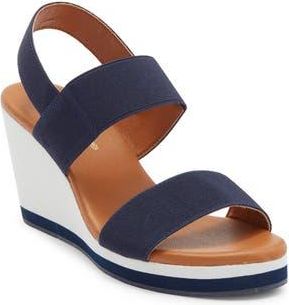 Andr&eacute; Assous Nikola Slingback Platform Wedge Sandal in Navy at Nordstrom Rack, Size 7.5