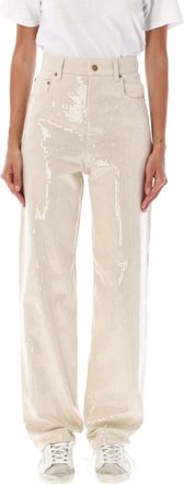 Golden Goose Beige Kim Sequin Jeans
