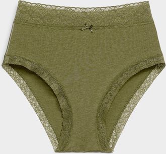 Miiyu Womens Lace trim high-waist bikini panty Organic cotton