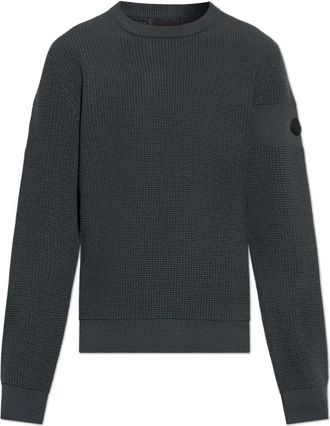 Moncler Logo wollen trui - Heren - Ronde hals truien - Grijs - S - Wol - Truien & Vesten