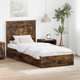 vidaXL vidaXL Letto con Contenitore Rovere fum&eacute; 90 x 190 cm Legno multistrato