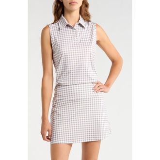 Rhone Court Gingham Sleeveless Polo in Purple Smoke Gingham at Nordstrom, Size Xx-Large
