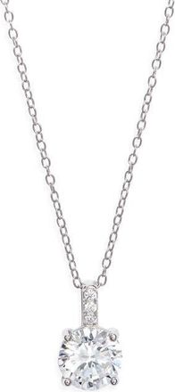 Nordstrom Round Cubic Zirconia Pendant Necklace in Clear- Platinum Plated at Nordstrom